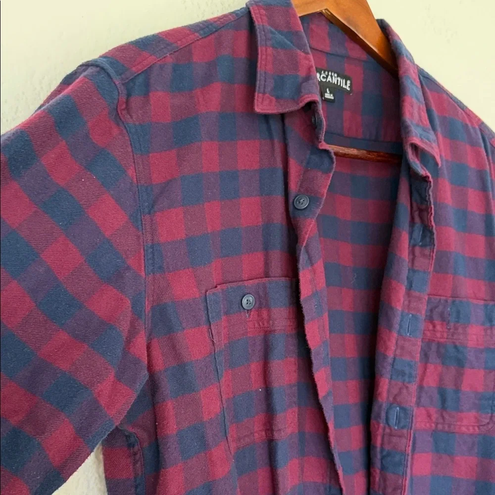 J. Crew Navy and Burgundy Checkered Shirt